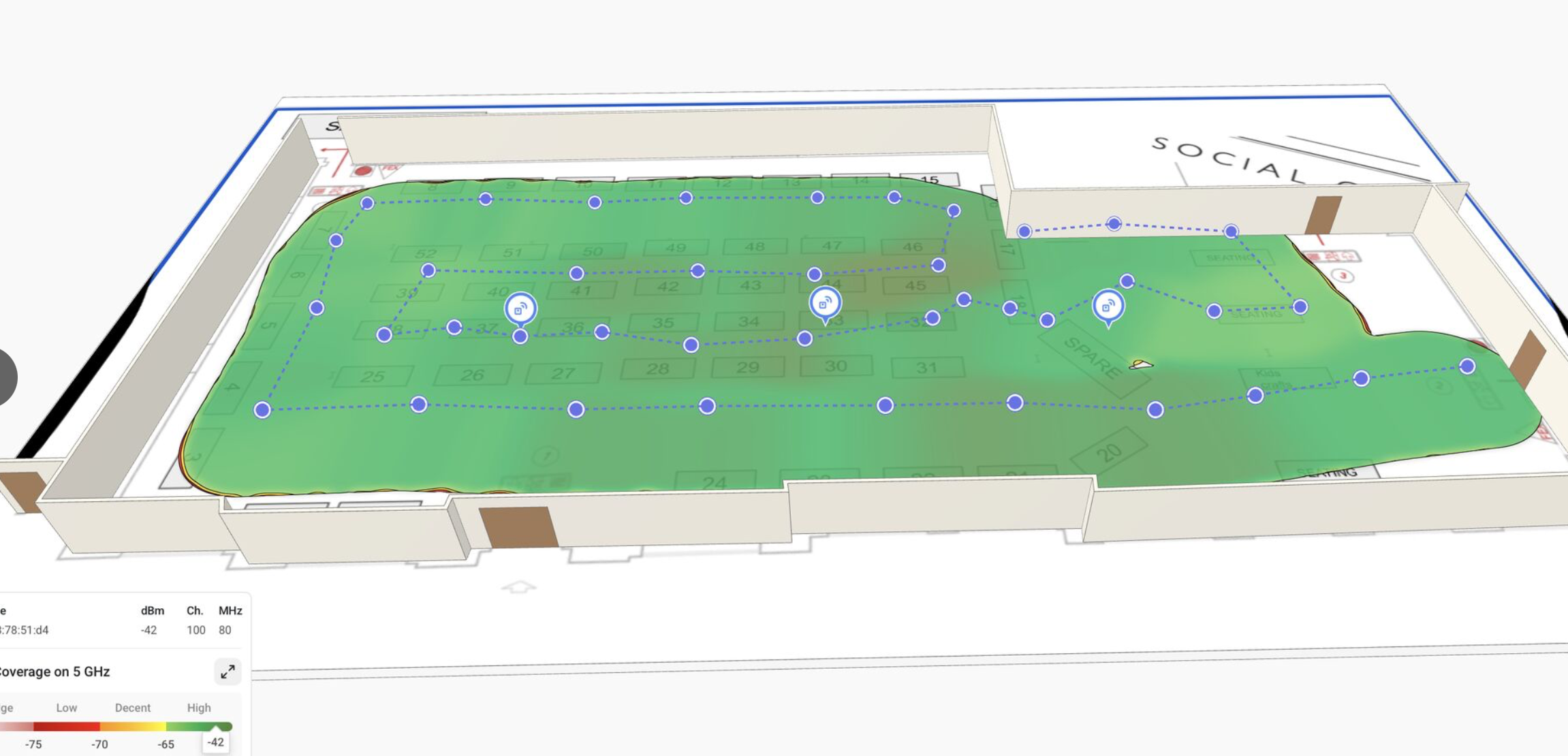 Hamina wireless survey showing WiFi coverage analysis